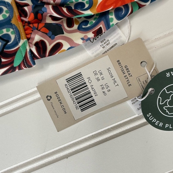 Boden Merano Bikini Swimsuit Halter Deep V Top Bottom Swim Women US 8 NEW 713 - Picture 3 of 4